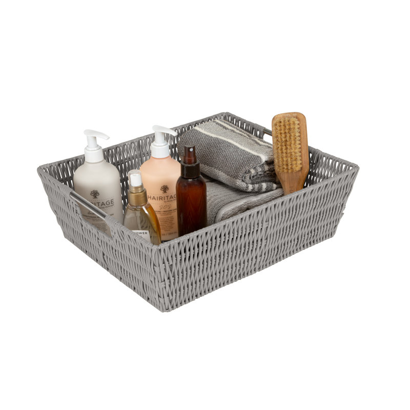 Simplify Plastic Box, Light Gray, 5" H x 13" W x 15" D