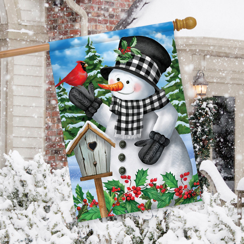 Drapeau à carreaux bonhomme de neige