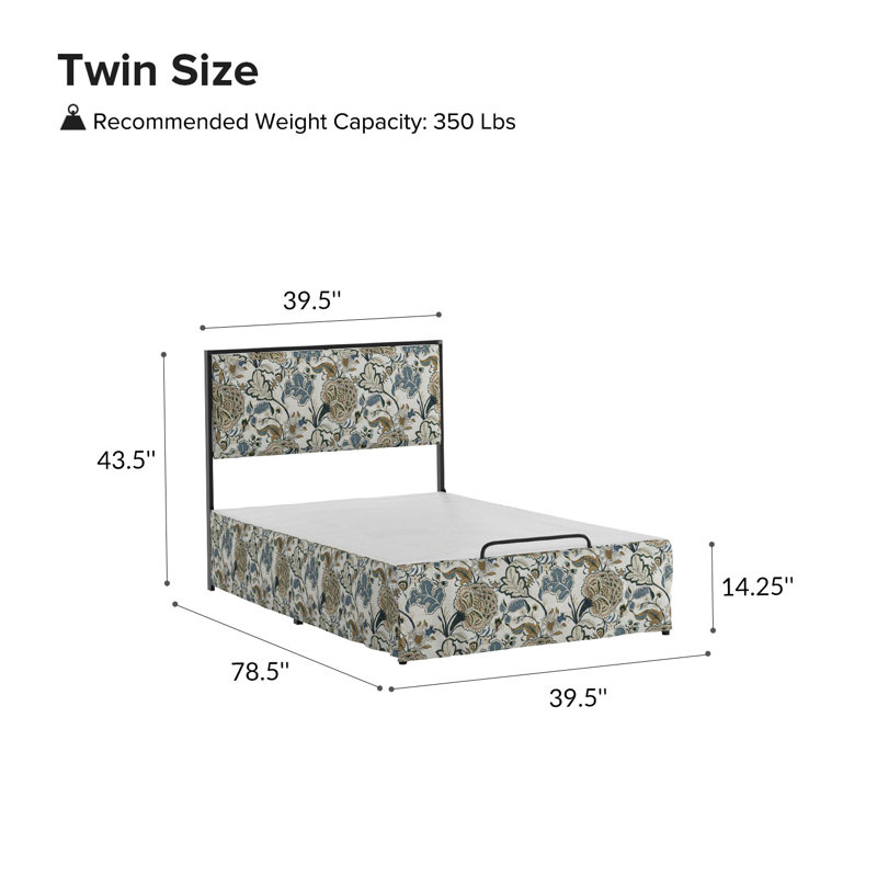 Neilius Upholstered Platform Bed with Washable Slipcover, Twin, Pattern Yellow