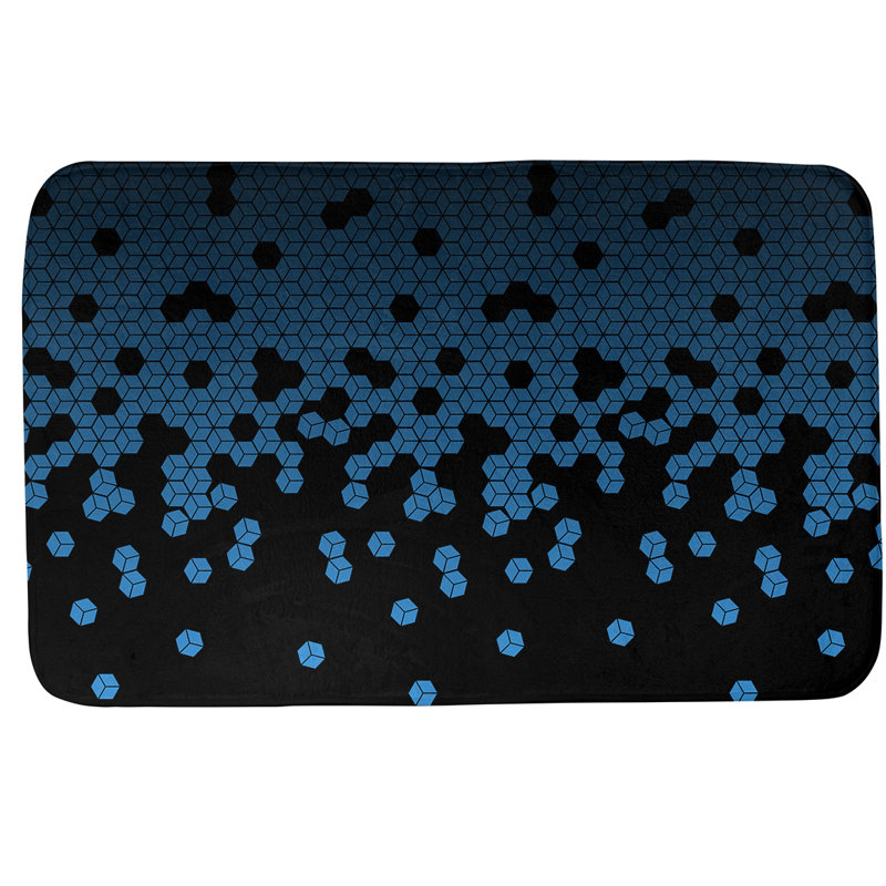 Tapis pour salle de bain cube culbuting Leffel, l 21 po x L 34 po, Bleu