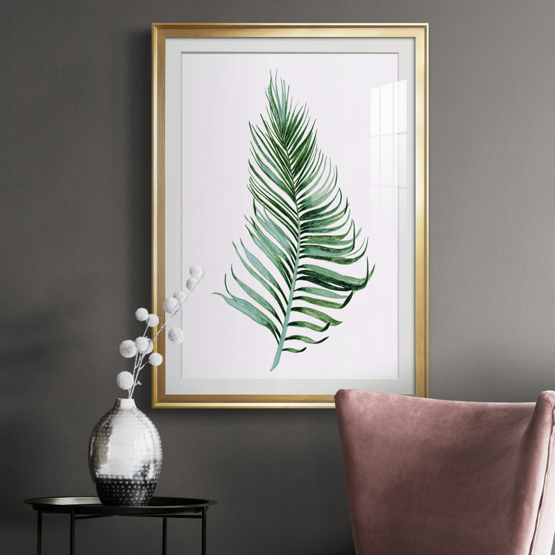 Sage Frond II - peinture encadrée, H 30,5 po x l 42,5 po x P 1,5 po, Or