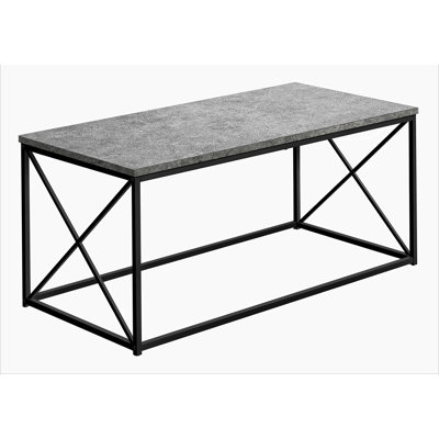 Table basse, accent, cocktail, rectangulaire, stratifié gris, métal noir