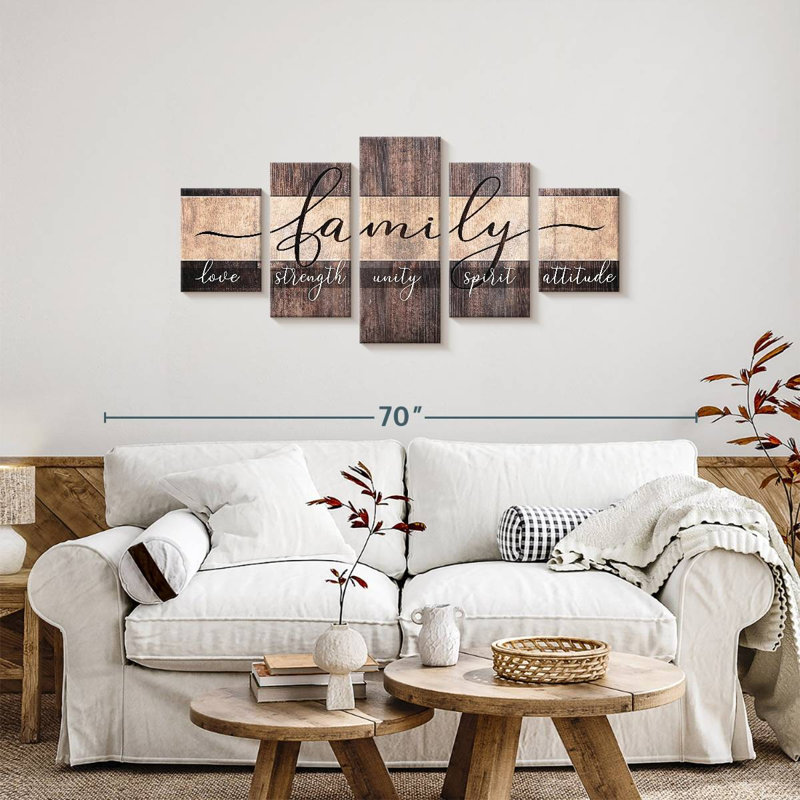 Reproduction sur toile de typographie familiale, H 24 po x l 55 po x P 1,25 po