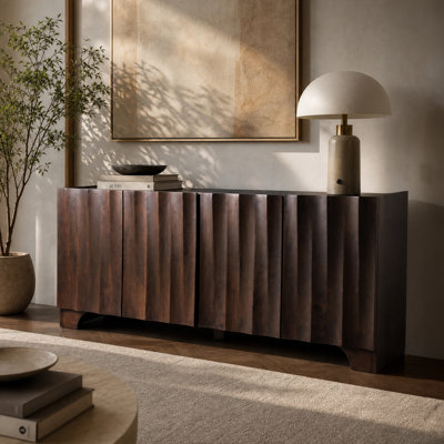 Rozella 4-Door Wood Sideboard with Sculptural Fluted Fronts