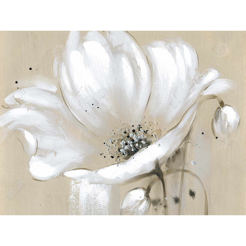Fleur blanche abstraite blanche - décor de toile botanique de bureau