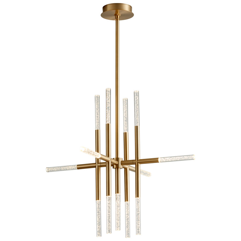 Lustre géométrique unique à 13 lumières Tessa, Laiton vieilli