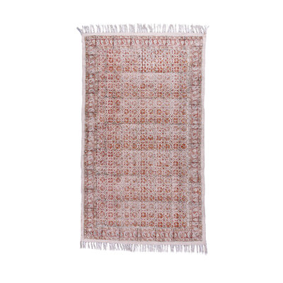 Tapis orange en coton tissé à plat à la main Strattenburg
