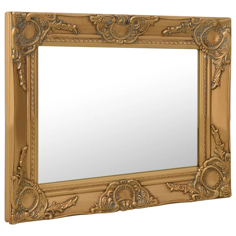 Ginsberg Wood Square Wall Mirror, 50cm H x 40cm W, Gold