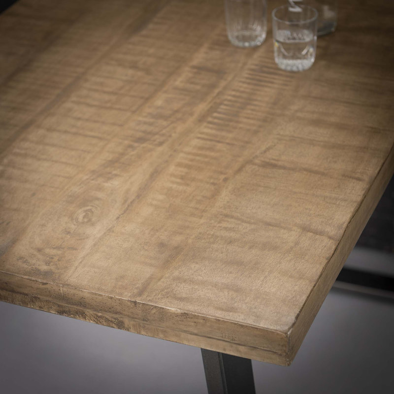 Gage Mango Rectangular Wood Top Dining Table, White antique