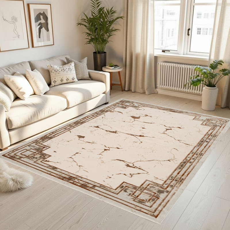 Tapis noir / gris / ivoire / beige Monaco Series, Rectangle 5 pi 3 po x 7 pi 3 po