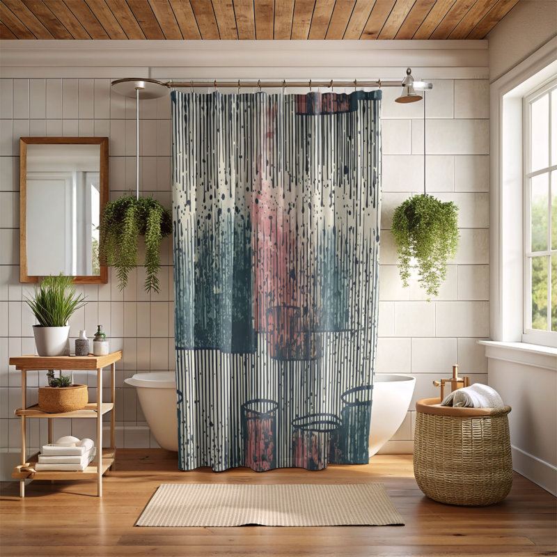 Watercolor Showers - Rideau de douche Premium, H 74 po x l 71 po