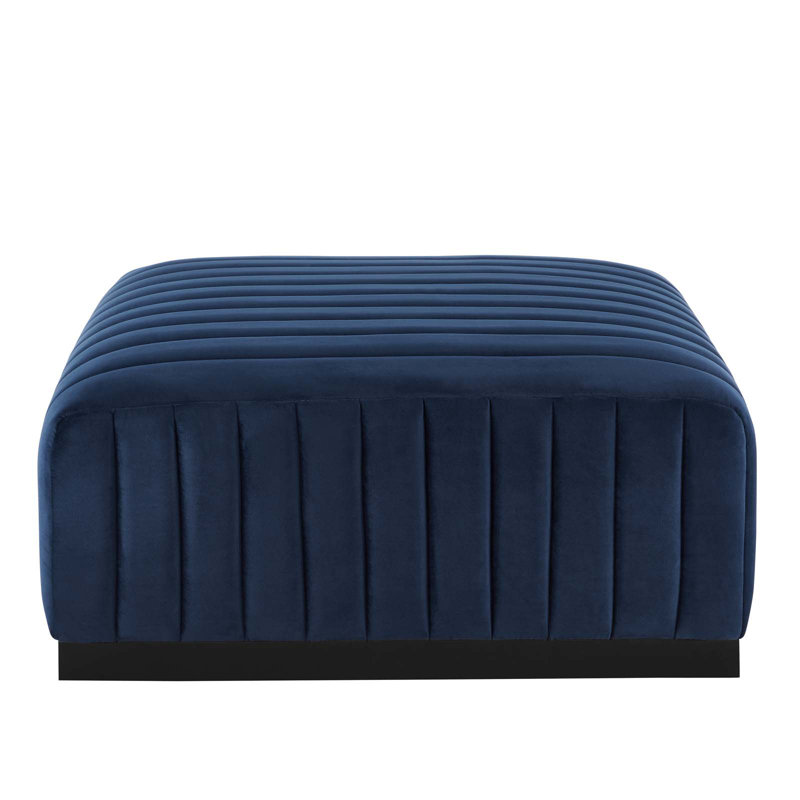 Repose-pieds Conjure, Noir, Velours bleu minuit