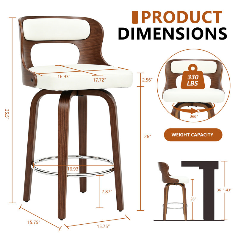 Swivel Faux Leather Counter & Bar Stools, White