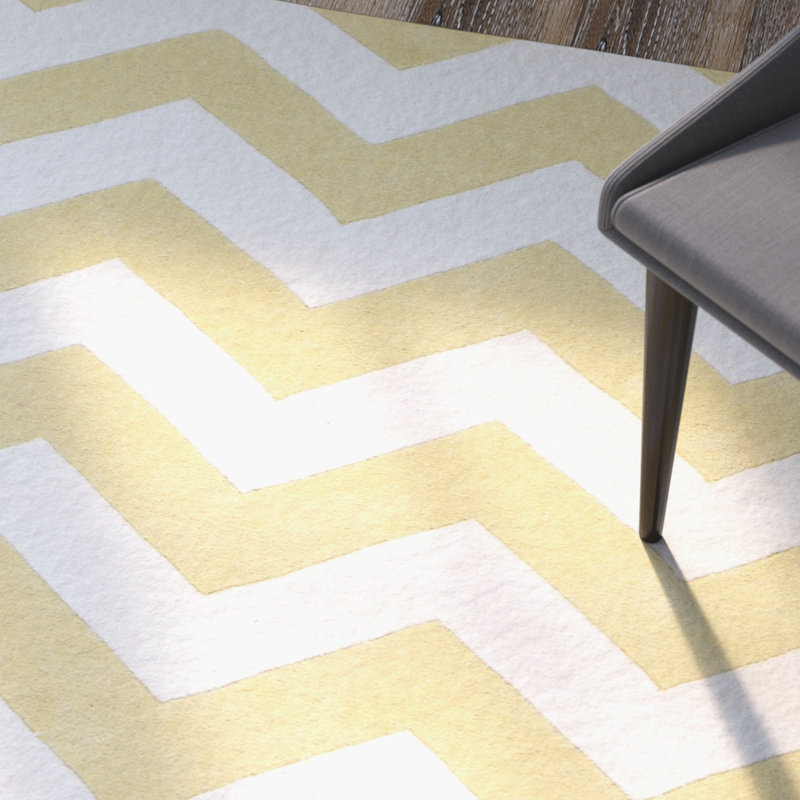 Tapis doré / ivoire en laine touffeté à la main Teresita, Rectangle 8 pi x 10 pi