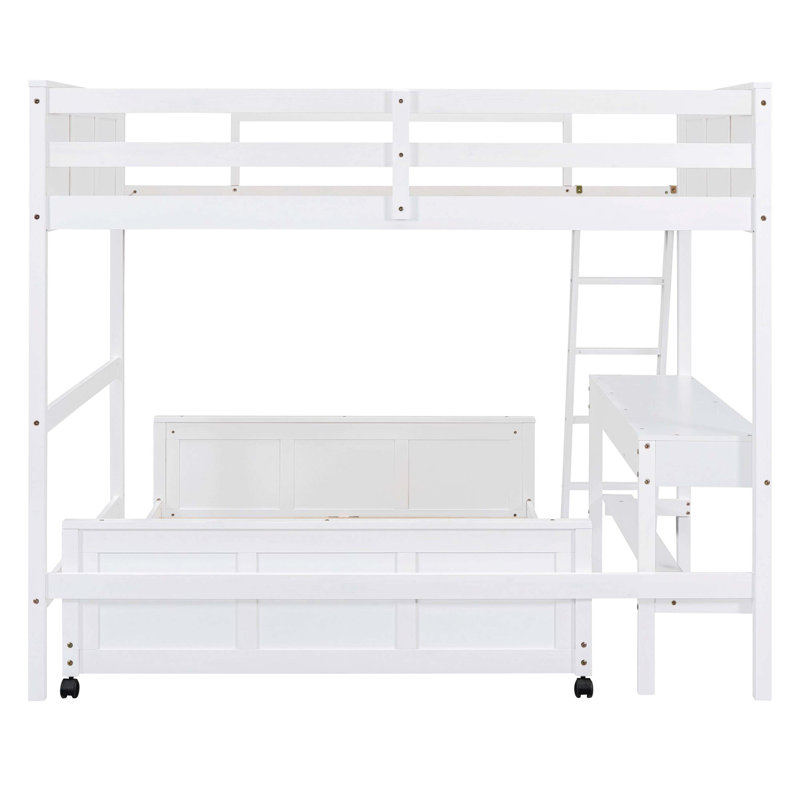 Lit superposé standard avec bureau intégré, White