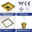 Square Shower Drain 6", Brushed Gold Floor Drain With Tiled Insert Grate & Hair Strainer
