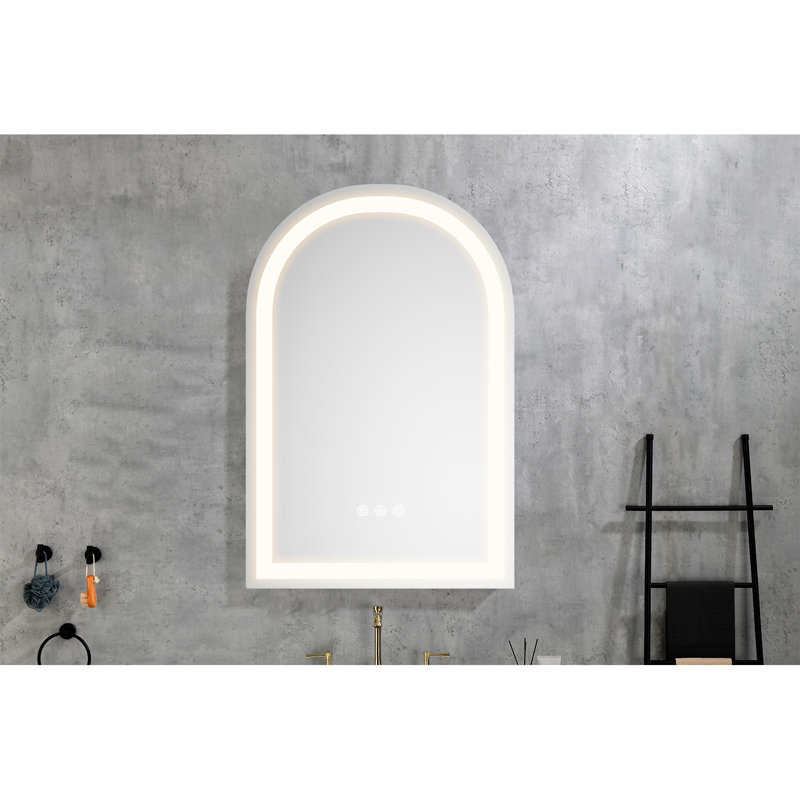 Miroir de salle de bain mural à DEL avec luminosité élevée et fonction anti-buée séparément, 26 po x 38 po
