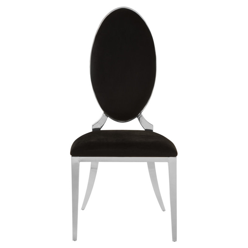 Florissant 44cm H Velvet Upholstered King Louis Back Side Chair in Black