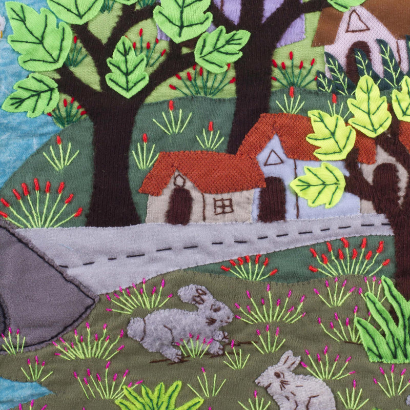 Suspension murale patchwork lakeside village