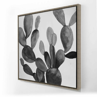 Cactus en niveaux de gris - Toile florale monochrome pour la décoration intérieure