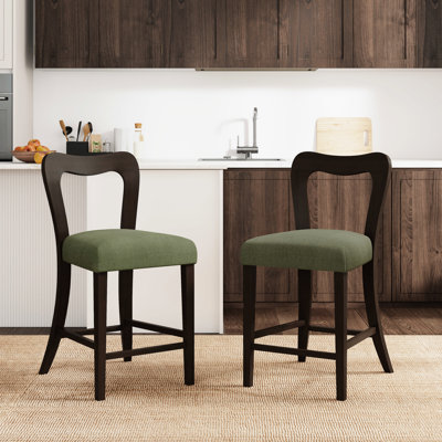 Tabouret de comptoir, de 2, sans accoudoirs, brun foncé, bois d'hévéa, design unique, dossier ergonomique, longs rassemblements et tabouret de bar brun, structure solide de haute qualité, siège moderne et épais, légèrement courbé