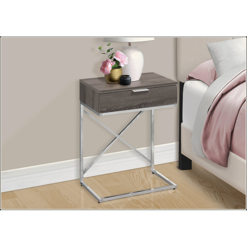 Table de chevet polyvalente en bois avec rangement et design élégant pour la chambre à coucher ou le salon., Taupe / argent
