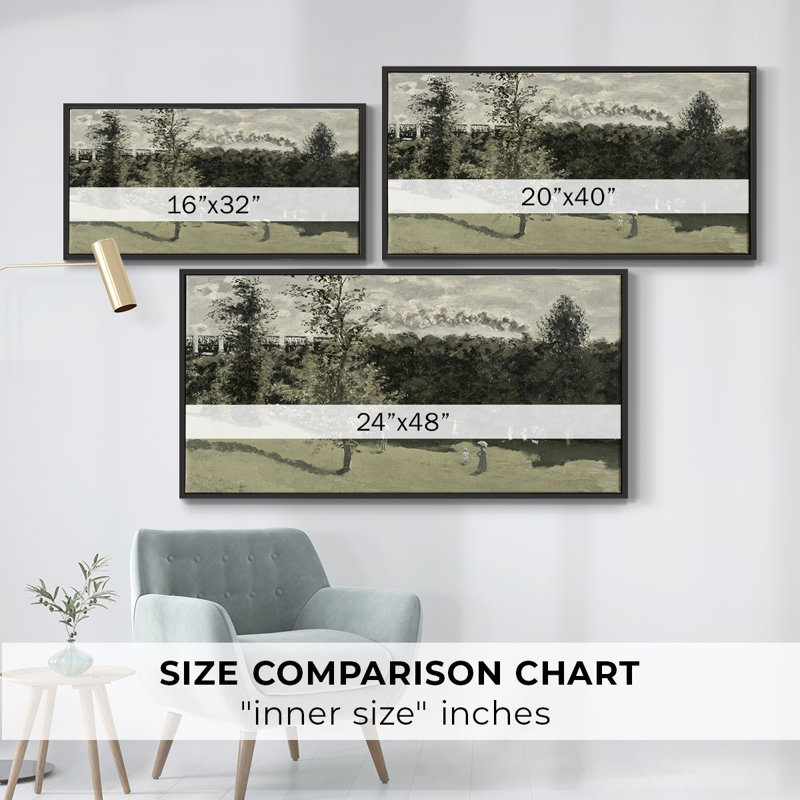 Série paysage - DCLxxix - Toile tendue avec châssis encadré - Prêt à être accroché, H 25 po x l 49 po, Noir