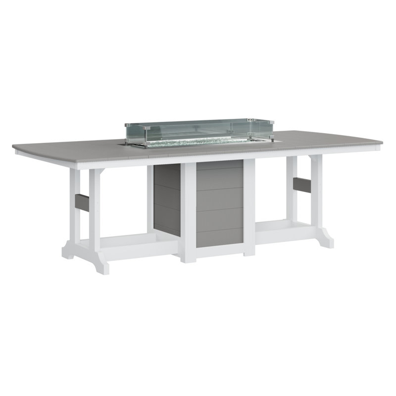 Table de bar avec foyer 96 po Berlin Gardens Garden Classic, H 39,5 po x l 44 po x P 96 po, Gris clair