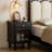 23"H Traditional Solid Wood Nightstand Set with Fluted Glass Doors, Storage Drawer-102430248-102430243