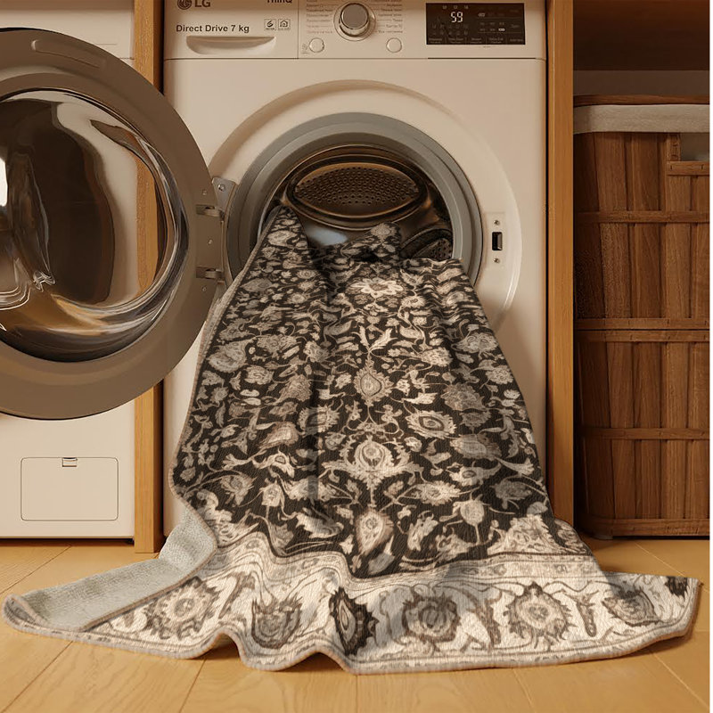 Tapis brun lavable à la machine, Rectangle de 5 pi x 8 pi