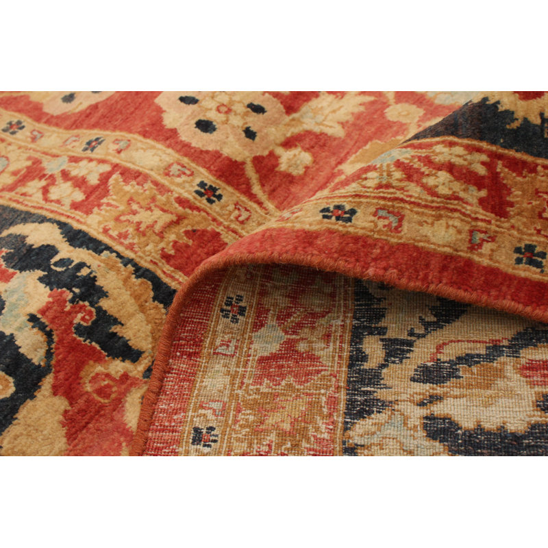 Tapis décoratif en laine de conception unique rouge/beige 9 pi 8 po x 13 pi 9 po Dessma noué à la main