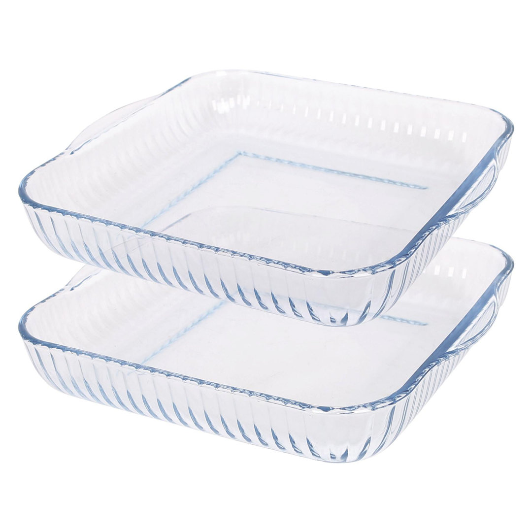 Argon Tableware - Optical Square Glass Oven Baking Dishes - Set of 2