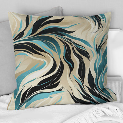 Teal and Cream Natures Whispers - Coussin décoratif imprimé