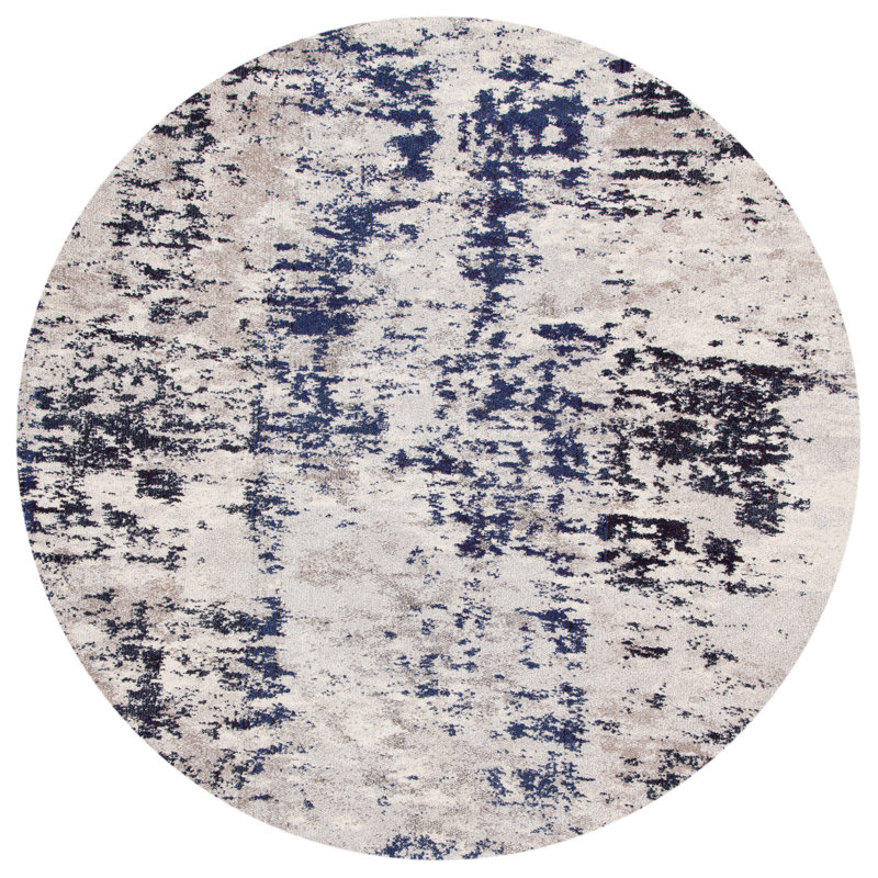 Tapis gris / bleu Gammage, Purple/Beige, Rond 6 pi 7 po