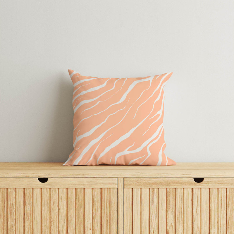 Coussin décoratif Lush Cracks, Pêche / rayé orange, H 26 po x l 26 po