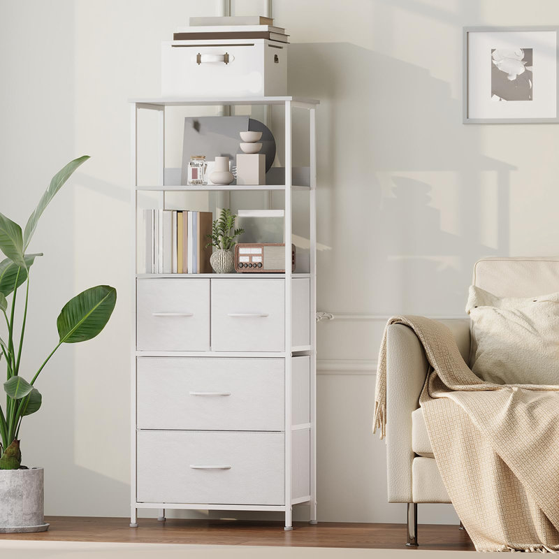 128.5cm H x 51.5cm W Metal Standard Bookcase, White