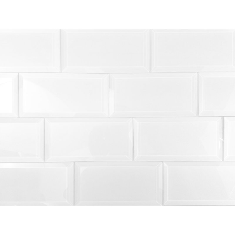Carrelage mural de cuisine et de salle de bain en verre biseauté de qualité diamant Frosted Elegance 3 po x 6 po
