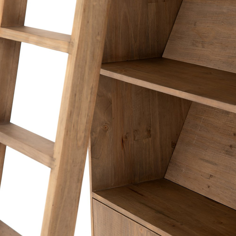 Bane Solid Wood Bookcase, Smoked Pine