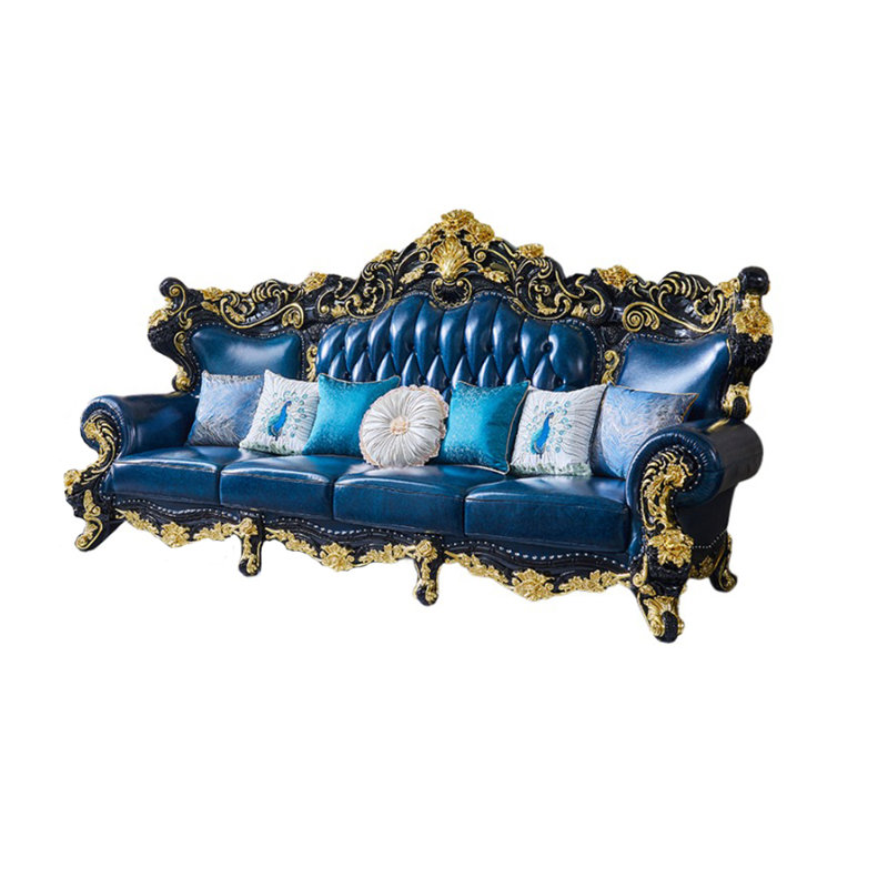 Canapé à accoudoirs roulés en cuir véritable 122 po