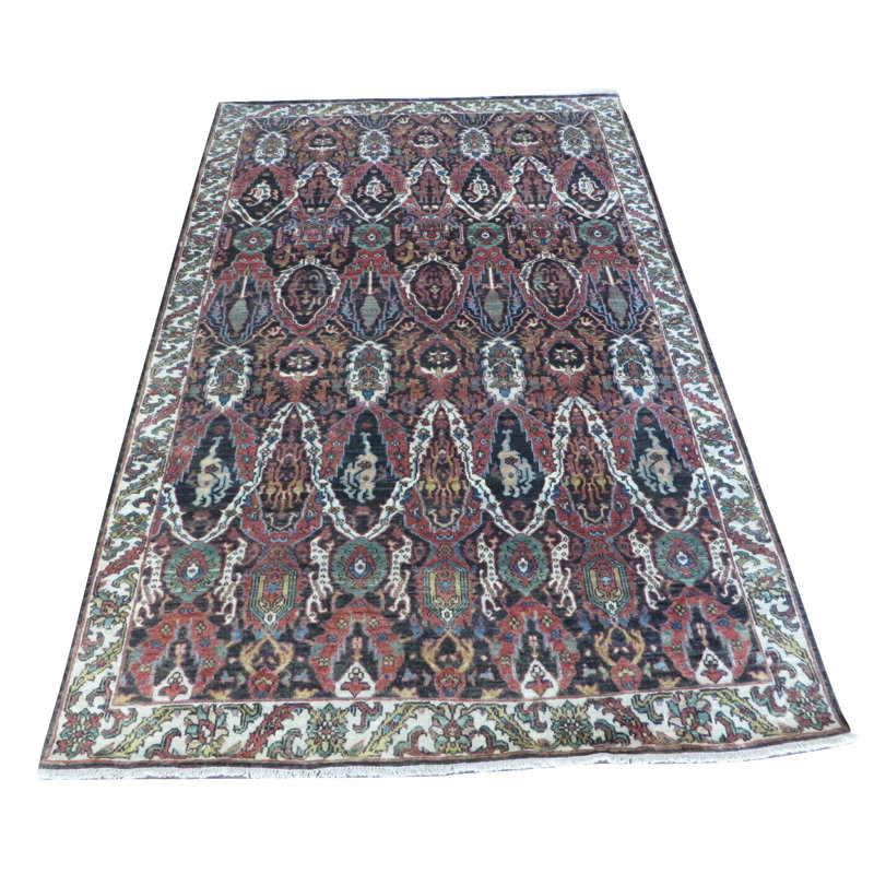 Tapis de la surface en laine 5 pi 10 po x 9 pi 1 po one-of-kind-noué la brown