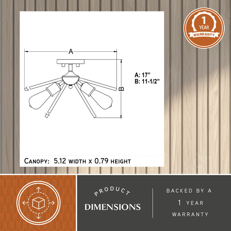 Plafonnier semi-encastré à 3 ou 6 lumières Morrison, Noir mat, H 11,5 po x l 17 po x P 17 po , 3