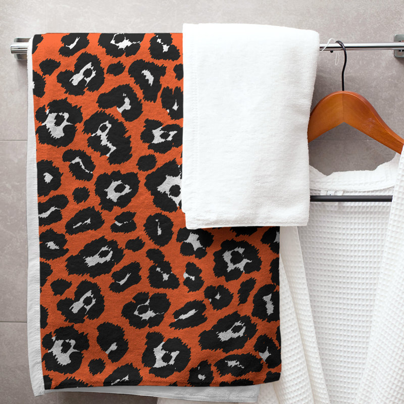 Garp Bath Towel, Polyester/Cotton Blend, Orange/White/Black