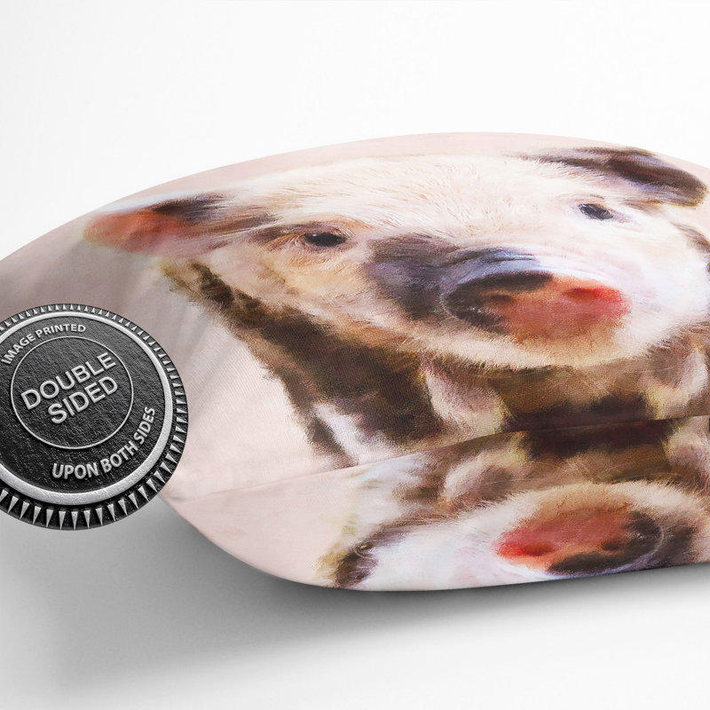 Pig Painting Square Throw Cushion, 55cm H x 55cm W x 20cm D