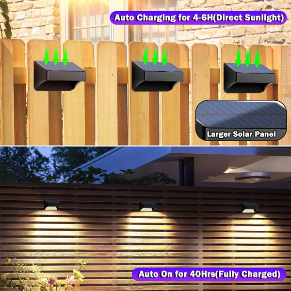 8 Pack Solar Fence Lights - RGB Color Changing Outdoor Wall Lights With Sync Control