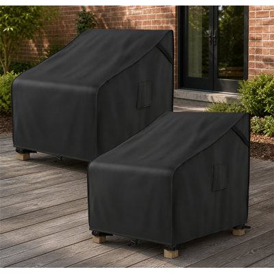 Housses de chaise de patio imperméables, housses de mobilier d'extérieur pour chaises berçantes, s'adapte jusqu'à l 32 po x P 37 po x H 36 po, noir, paquet de 2