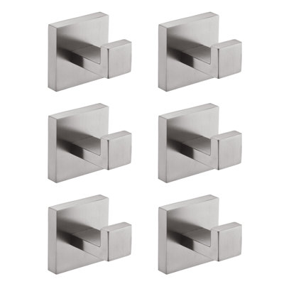 6 Pieces Towel Hook Stainless Steel Brushed Nickel Wall Mounted Rustproof Hidden Screw Design