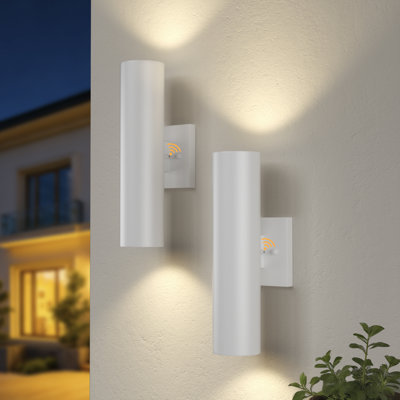 12''H LED Aluminum White Outdoor Wall Light with Dusk to Dawn
