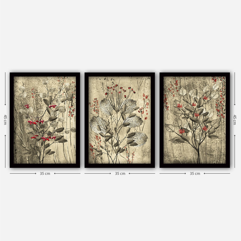 3 Piece Single Picture Frame Painting on Wood