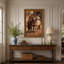 «Brown and White Horses in Rustic Barn», art mural sur toile-133060934