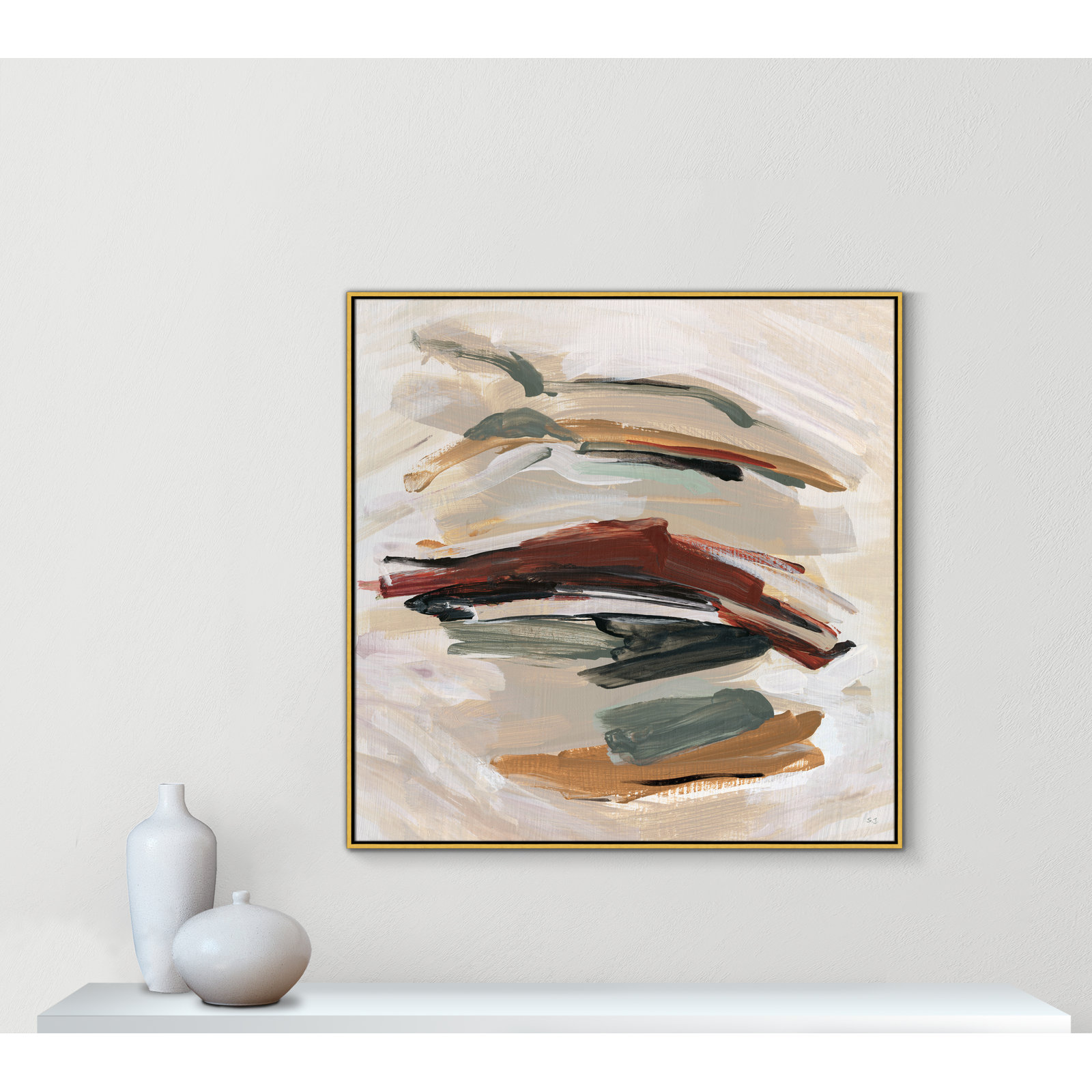 Carmina "Spring Shadows" Painting by Susan Jill, Gold , 46.5" H x 46.5" W